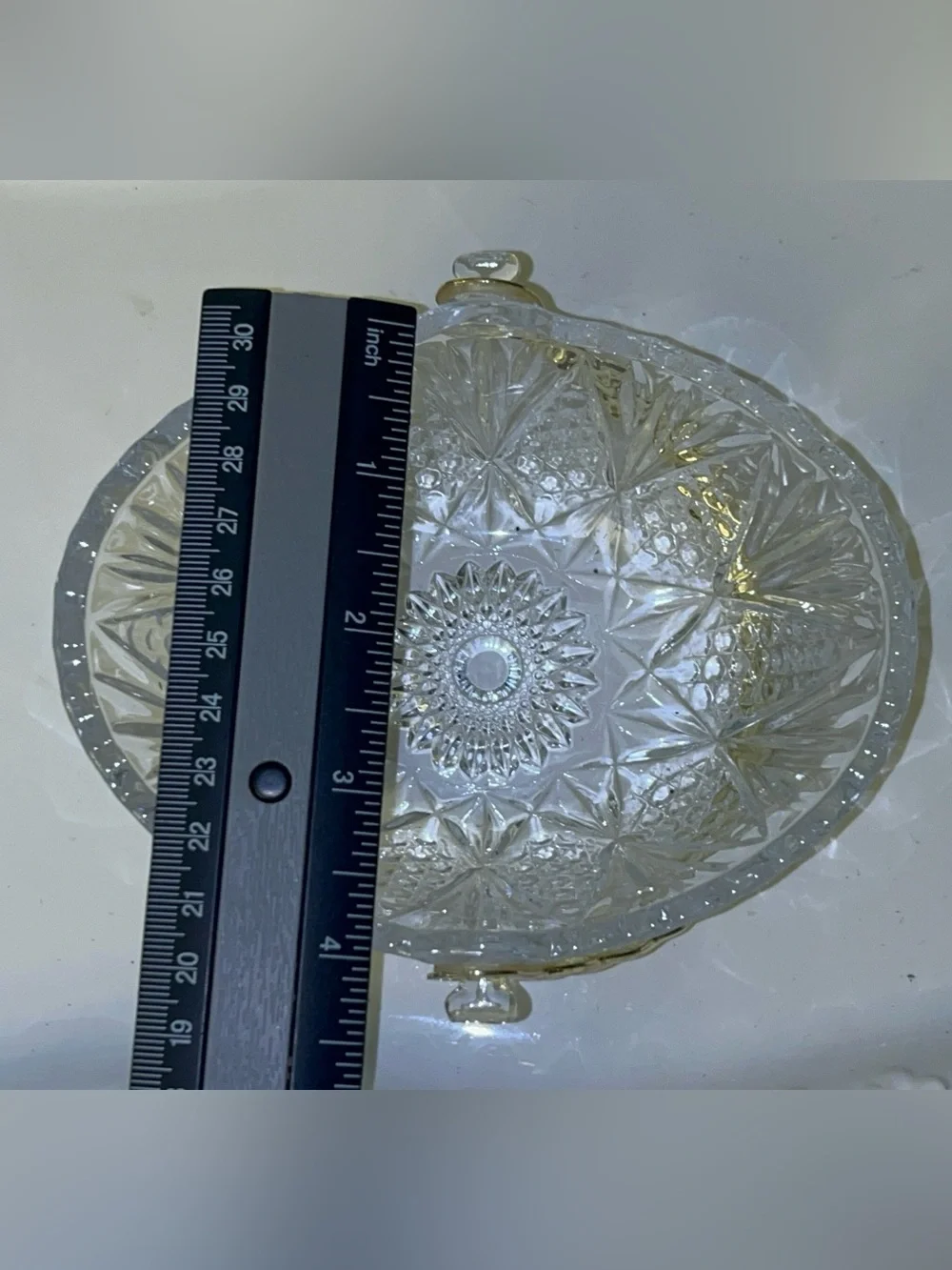 Vintage Mikasa Crystal Gold-Handled Glass Basket/Trinket